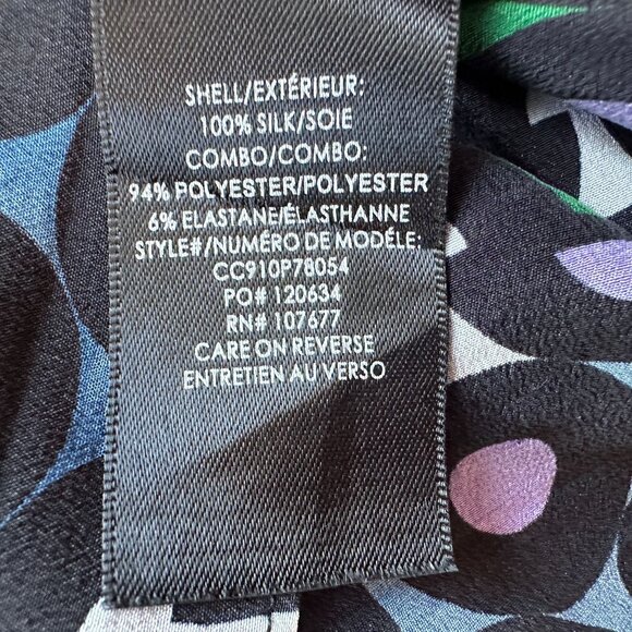 Alice + Olivia Womens XS Top Willa Silk Placket Multicolor Print Button Blouse - Picture 8 of 9